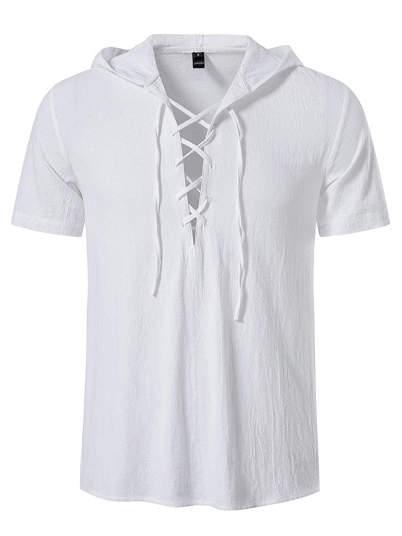 Men's Casual Lace-Up Hooded Top