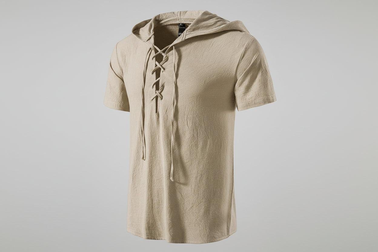 Men's Casual Lace-Up Hooded Top