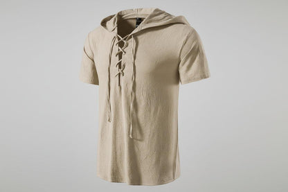 Men's Casual Lace-Up Hooded Top