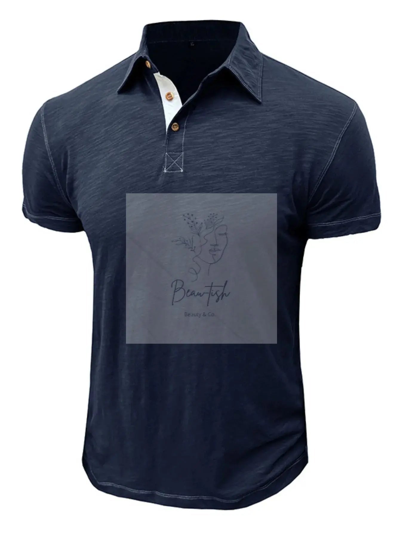 Men's Classic Heathered Polo Shirt with Contrast Buttons