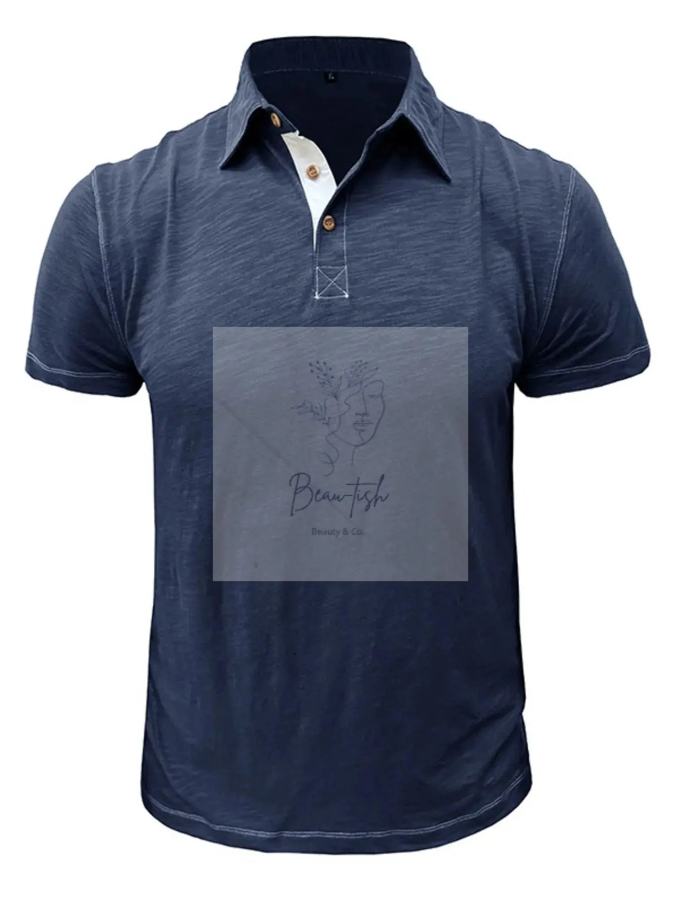 Men's Classic Heathered Polo Shirt with Contrast Buttons