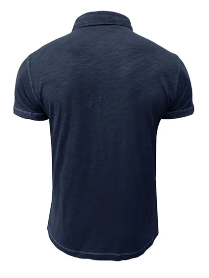 Men's Classic Heathered Polo Shirt with Contrast Buttons