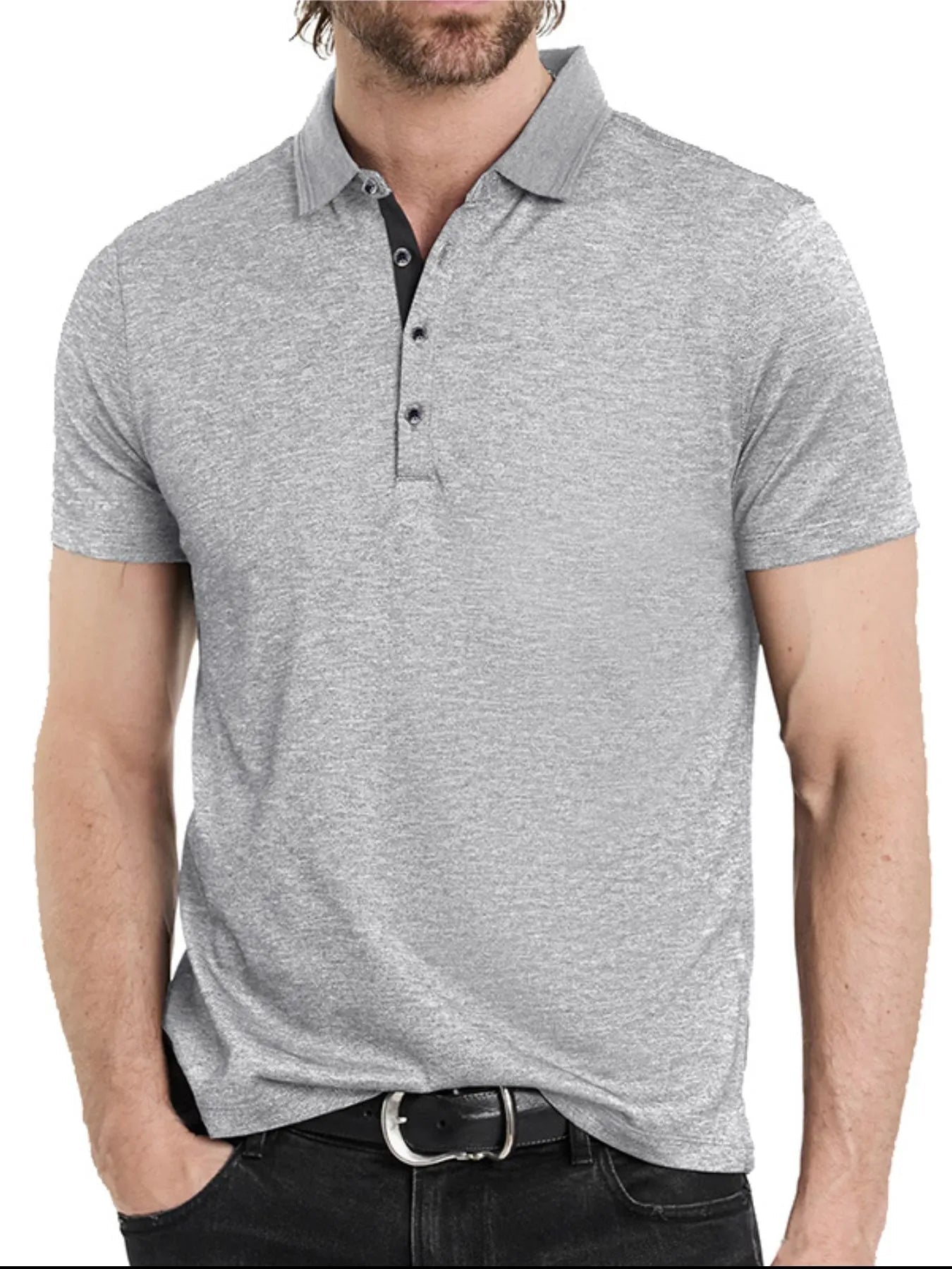 Men's Classic Heathered Short Sleeve Polo Shirt