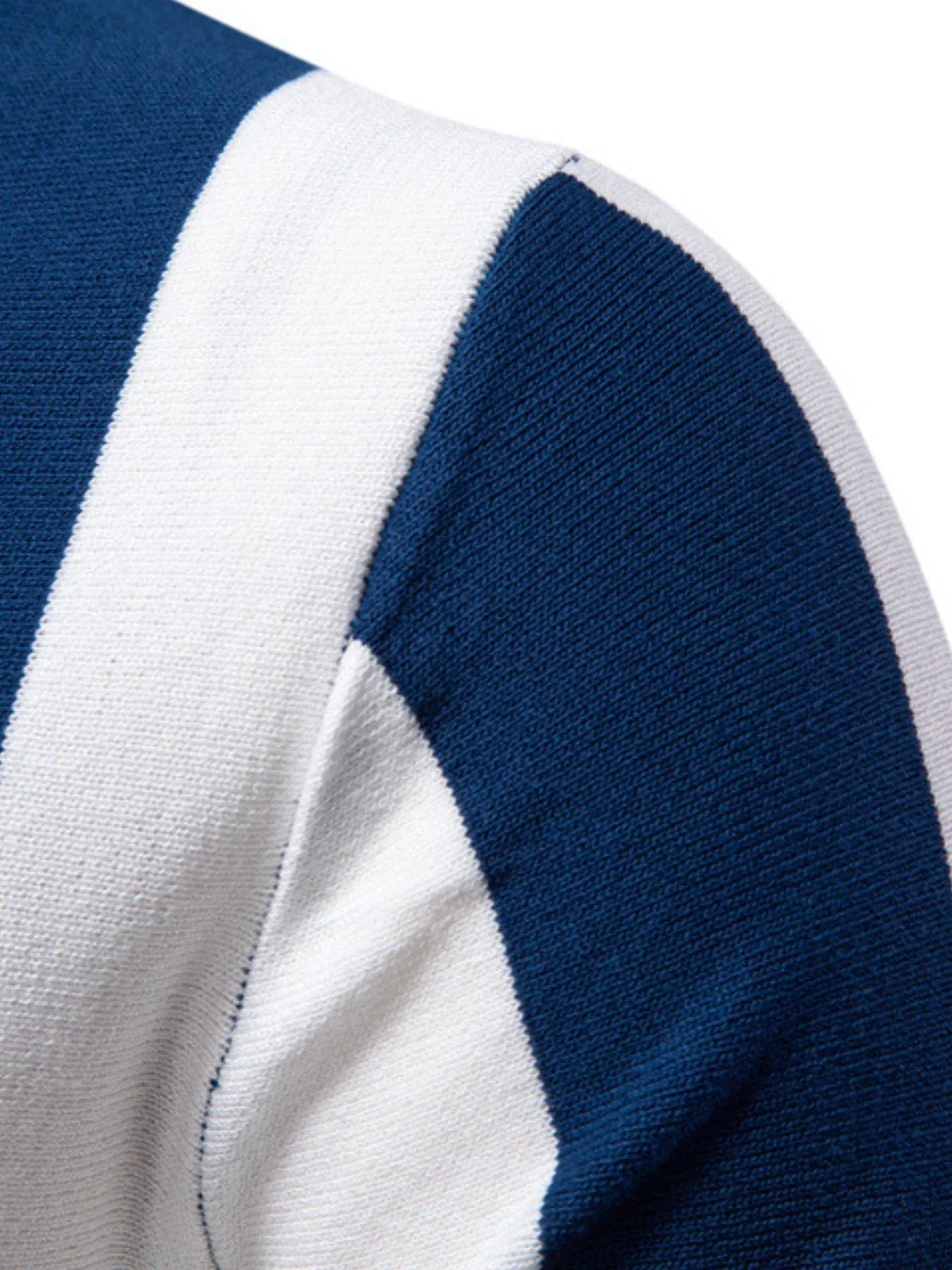 Men's Classic Striped Zip Collar Polo Shirt