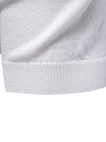 Men's Classic Striped Zip Collar Polo Shirt