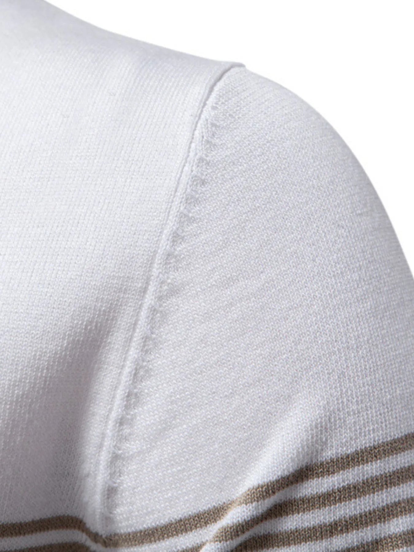 Men's Classic Striped Zip Collar Polo Shirt