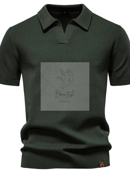 Men's Classic Textured Short Sleeve Polo Shirt