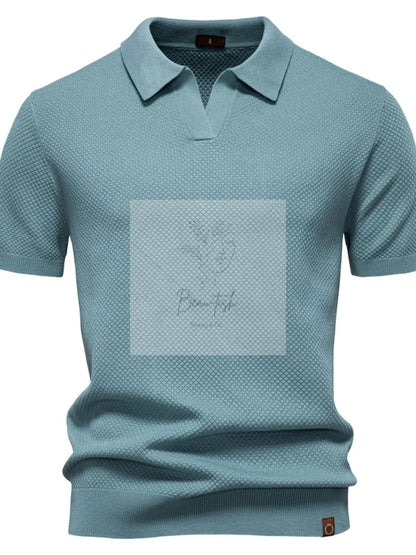 Men's Classic Textured Short Sleeve Polo Shirt