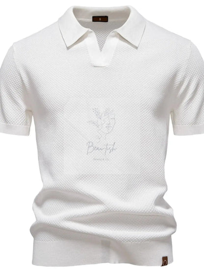Men's Classic Textured Short Sleeve Polo Shirt