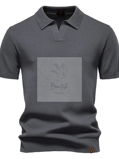 Men's Classic Textured Short Sleeve Polo Shirt