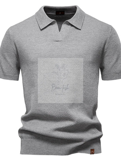 Men's Classic Textured Short Sleeve Polo Shirt