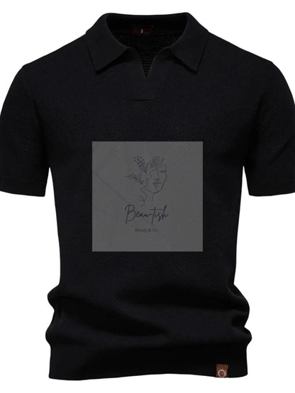 Men's Classic Textured Short Sleeve Polo Shirt