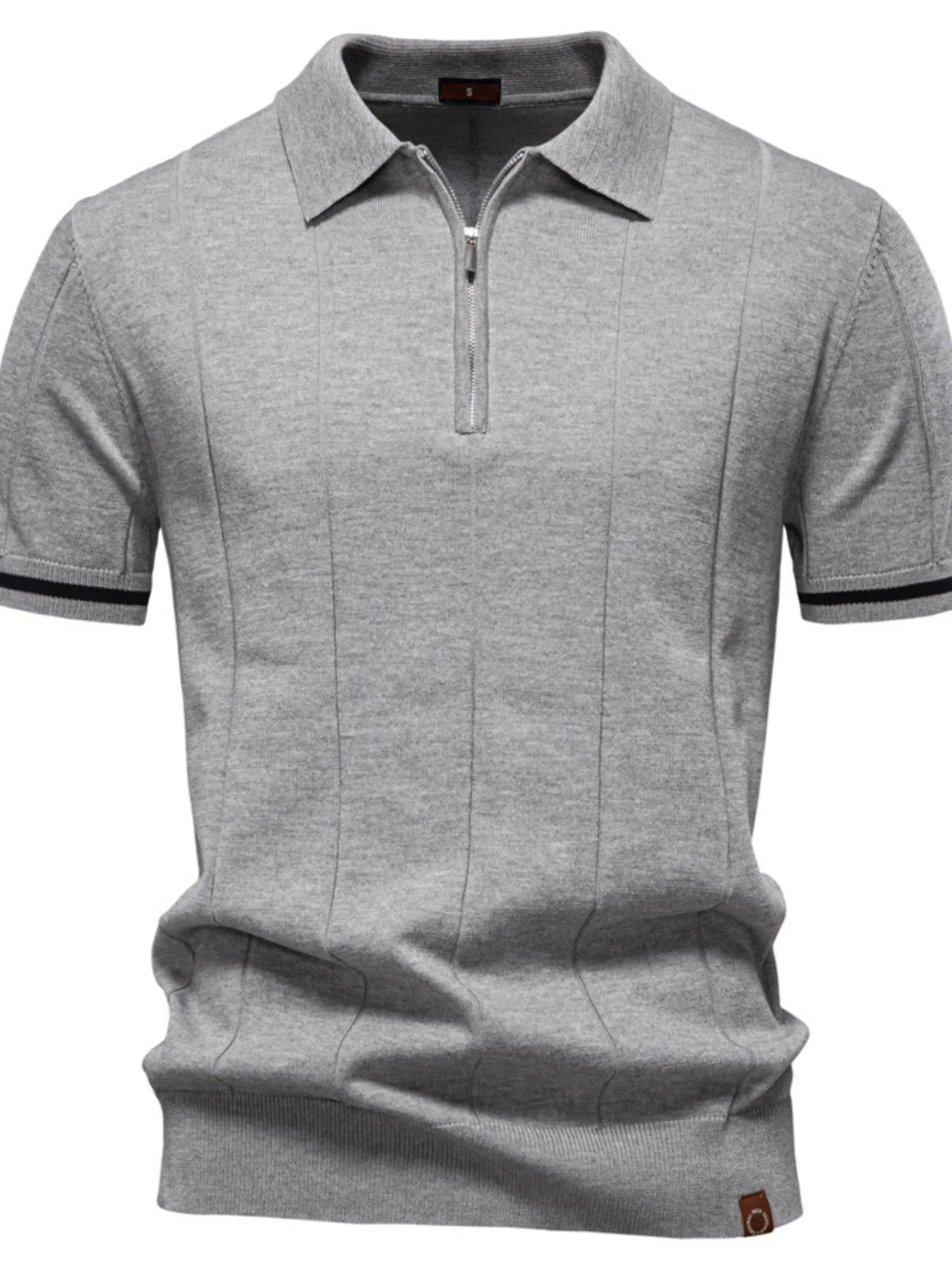 Men's Classic Zip-Neck Knitted Polo Shirt