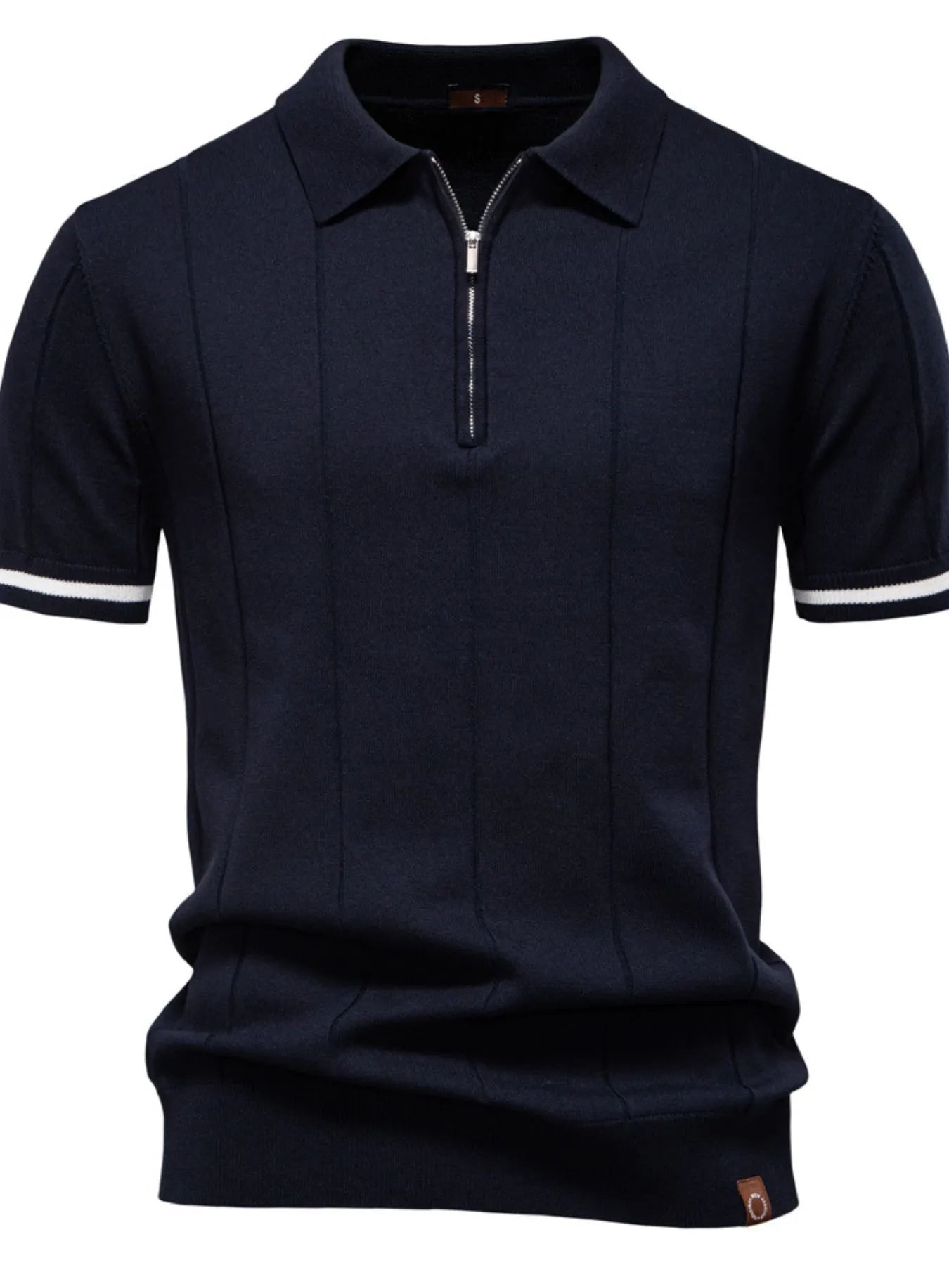 Men's Classic Zip-Neck Knitted Polo Shirt