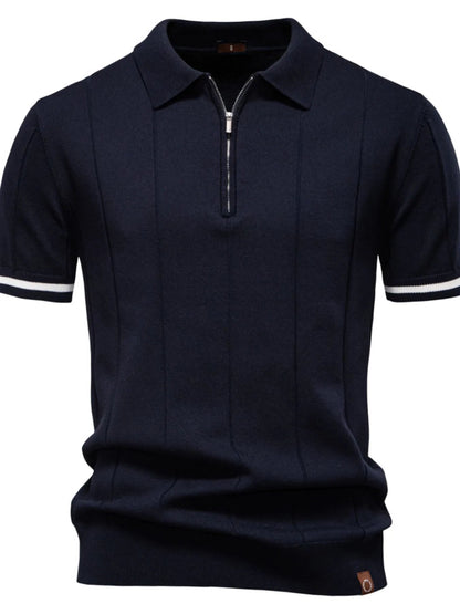 Men's Classic Zip-Neck Knitted Polo Shirt