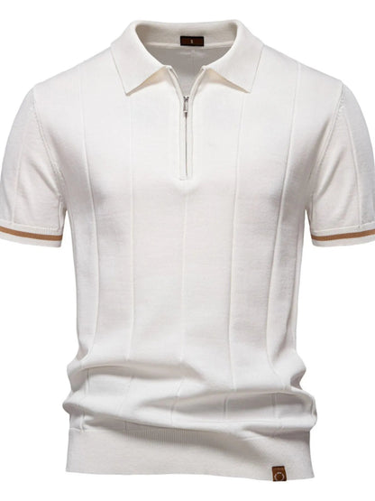 Men's Classic Zip-Neck Knitted Polo Shirt
