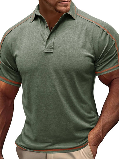 Men's Collared Neck Polo Shirt with Contrast Piping