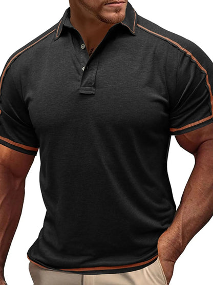 Men's Collared Neck Polo Shirt with Contrast Piping