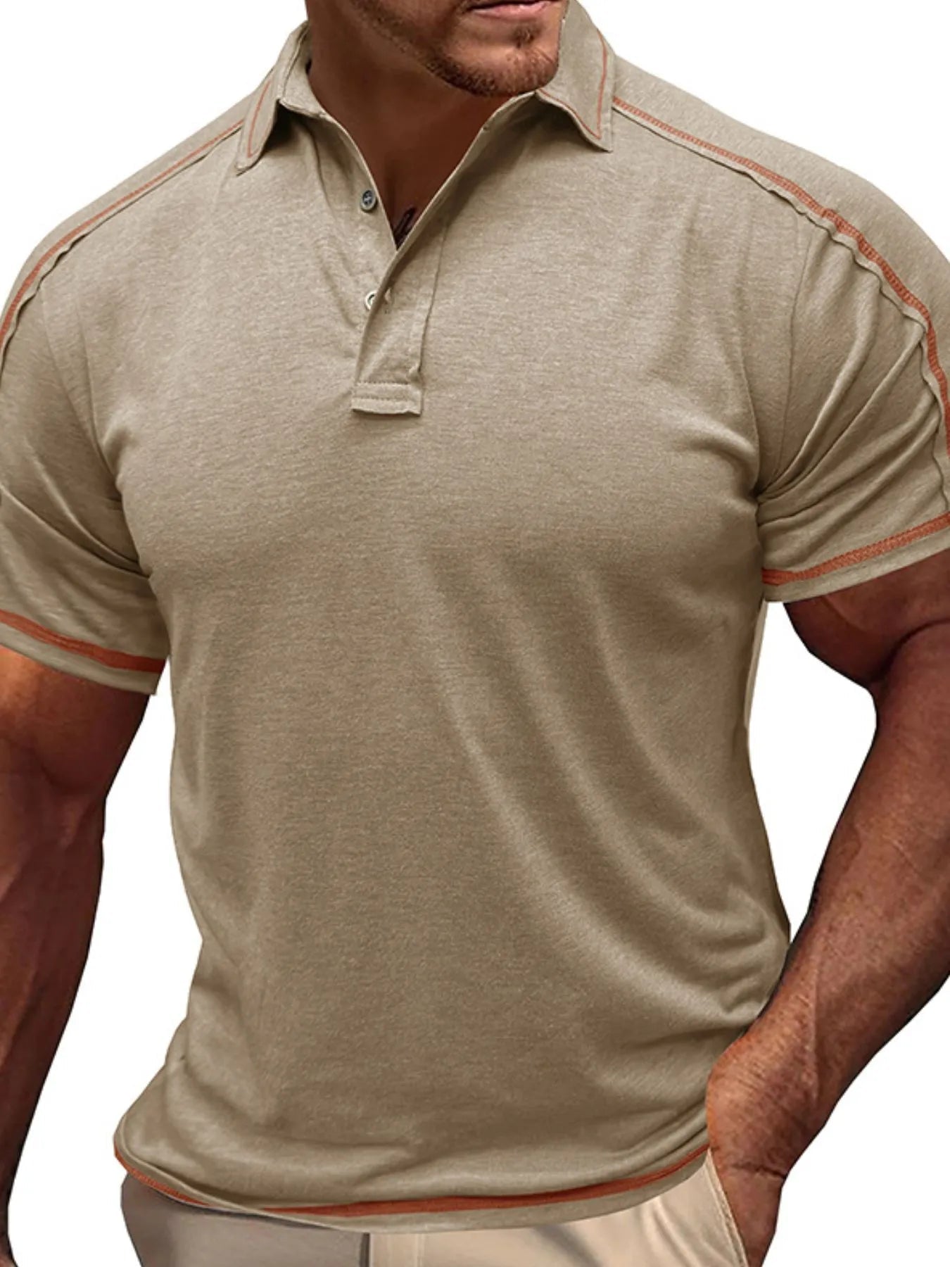 Men's Collared Neck Polo Shirt with Contrast Piping