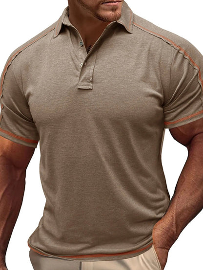 Men's Collared Neck Polo Shirt with Contrast Piping