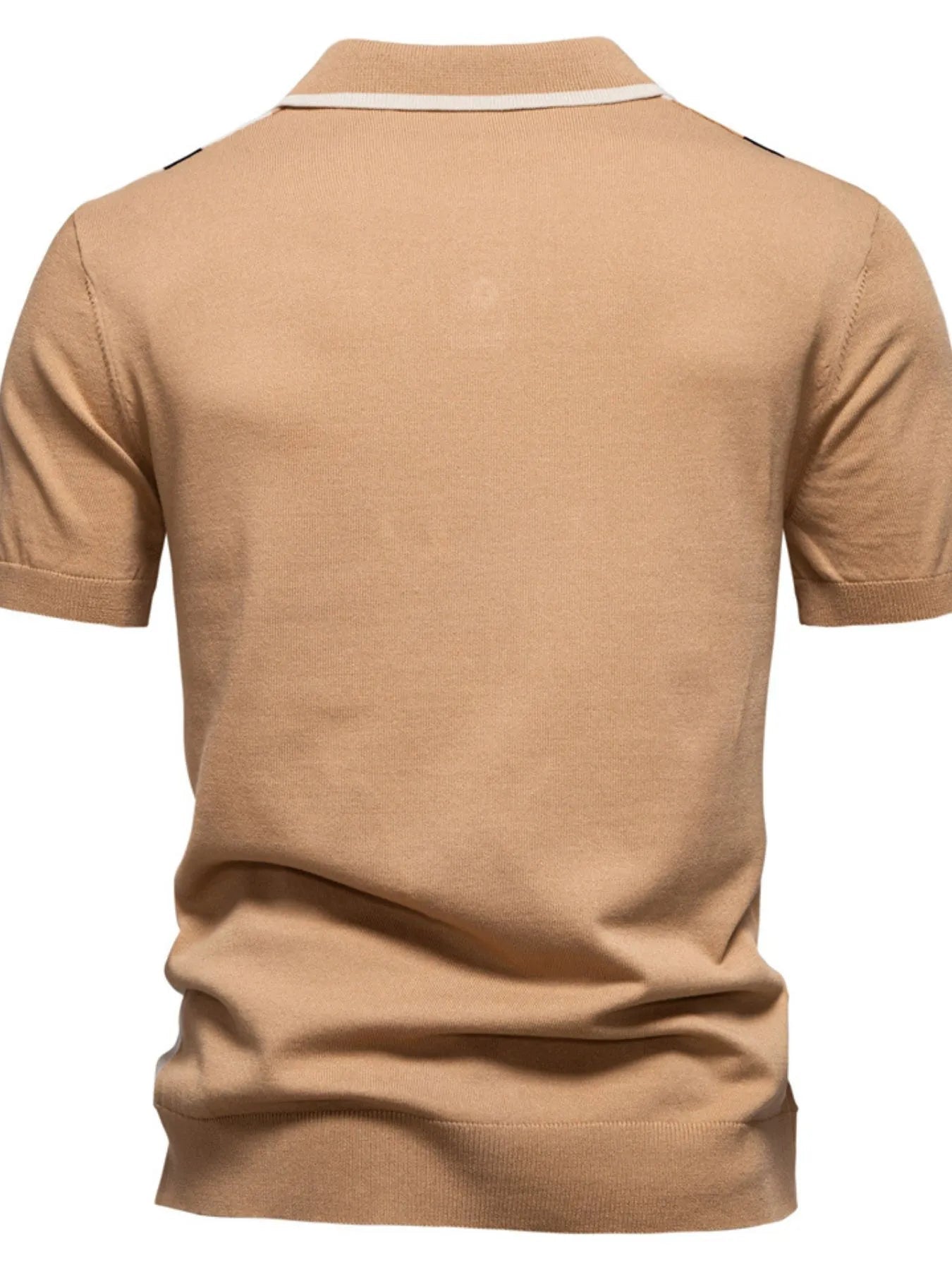 Men's Color Block Striped Knit Polo Shirt