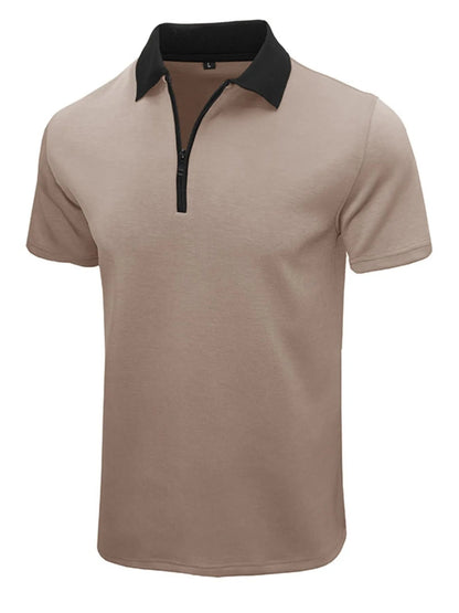 Men's Contrast Collar Quarter - Zip Polo Shirt