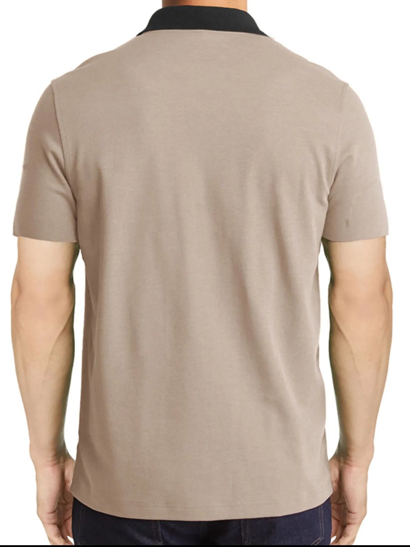 Men's Contrast Collar Quarter - Zip Polo Shirt