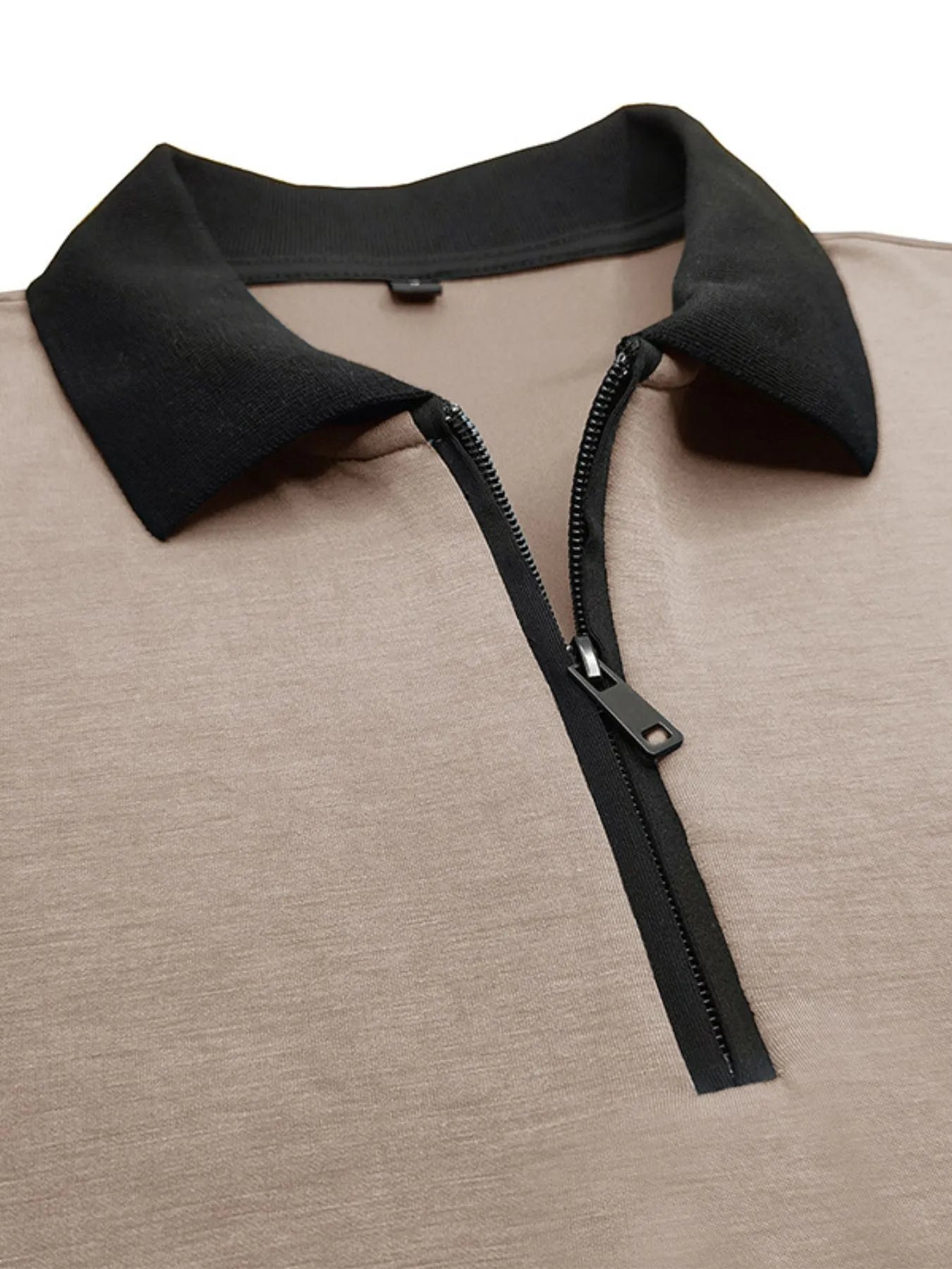 Men's Contrast Collar Quarter - Zip Polo Shirt