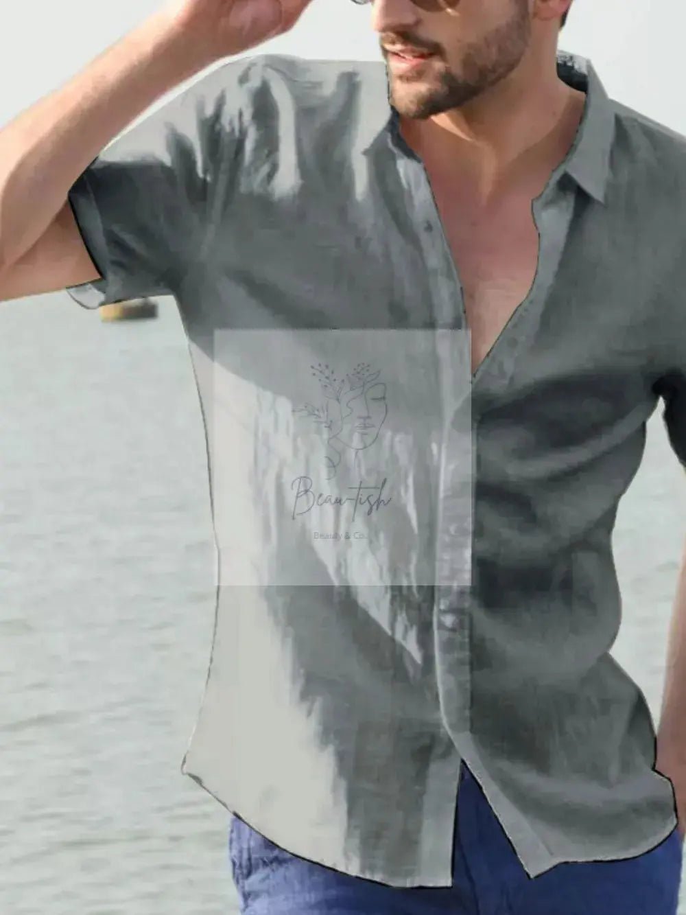 Men's Full Size Button Down Short Sleeve Shirt Plus Size