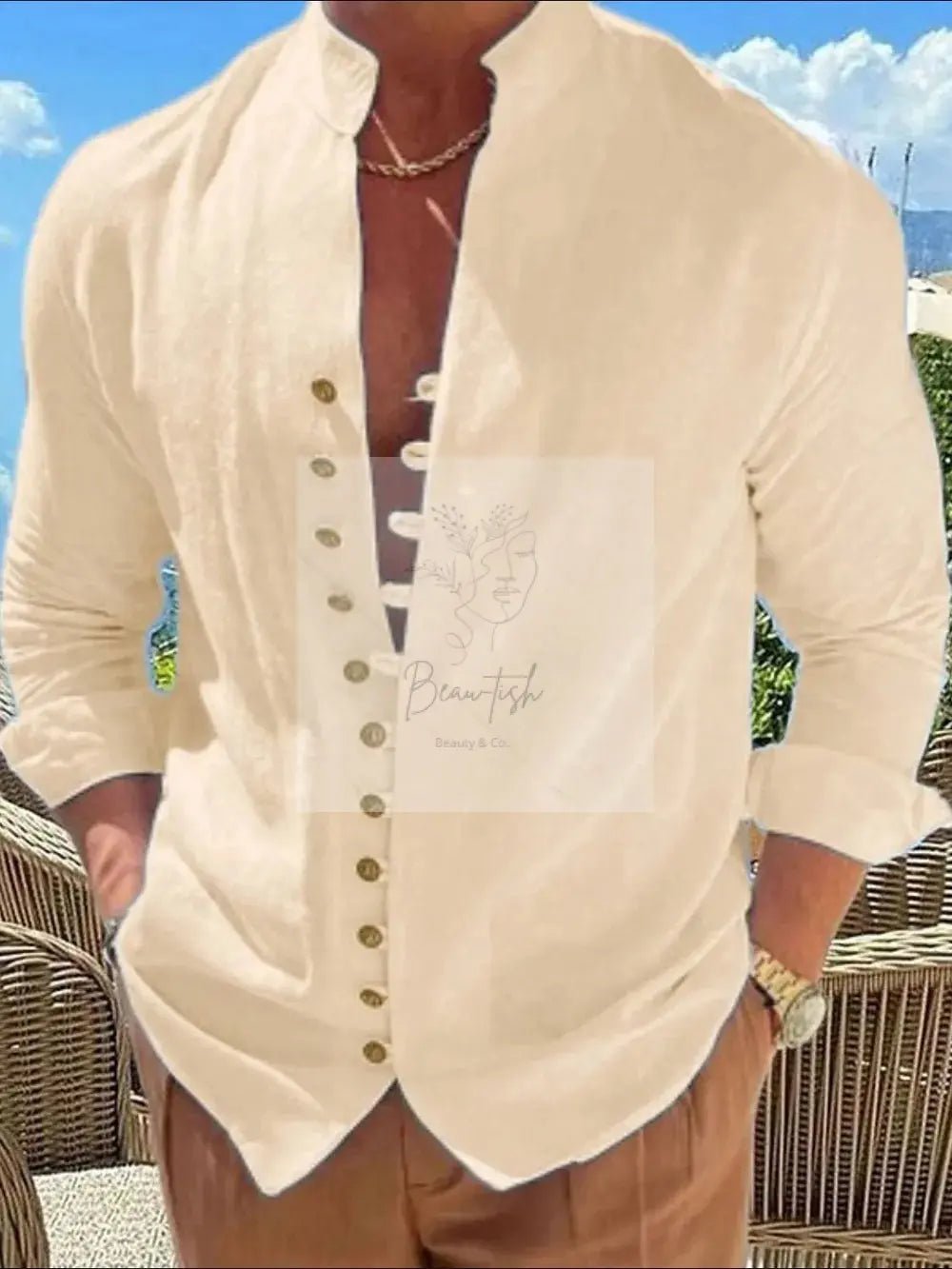 Men's Full Size Button Front Long Sleeve Shirt Plus Size