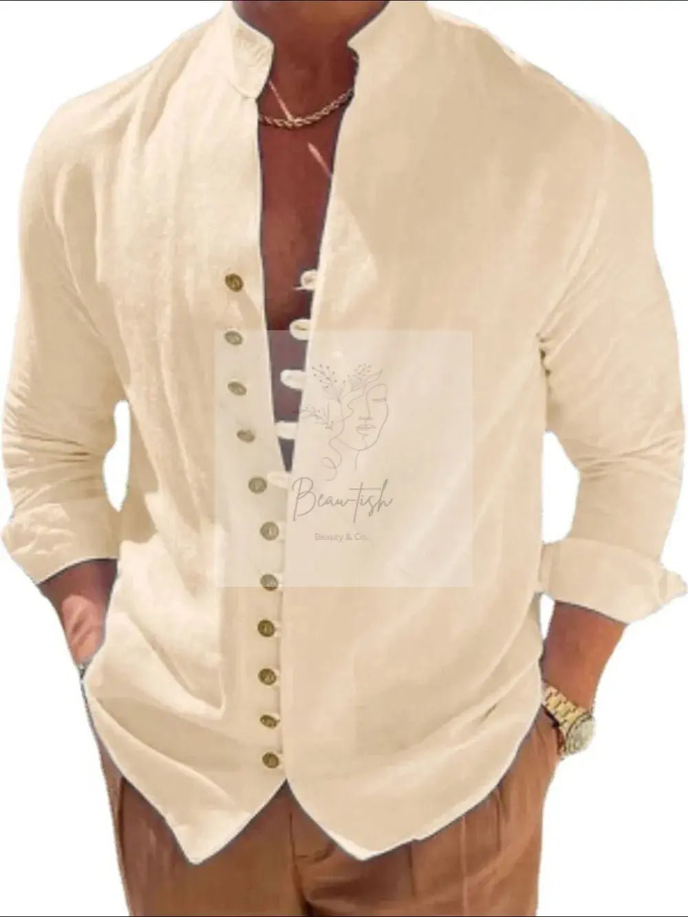 Men's Full Size Button Front Long Sleeve Shirt Plus Size
