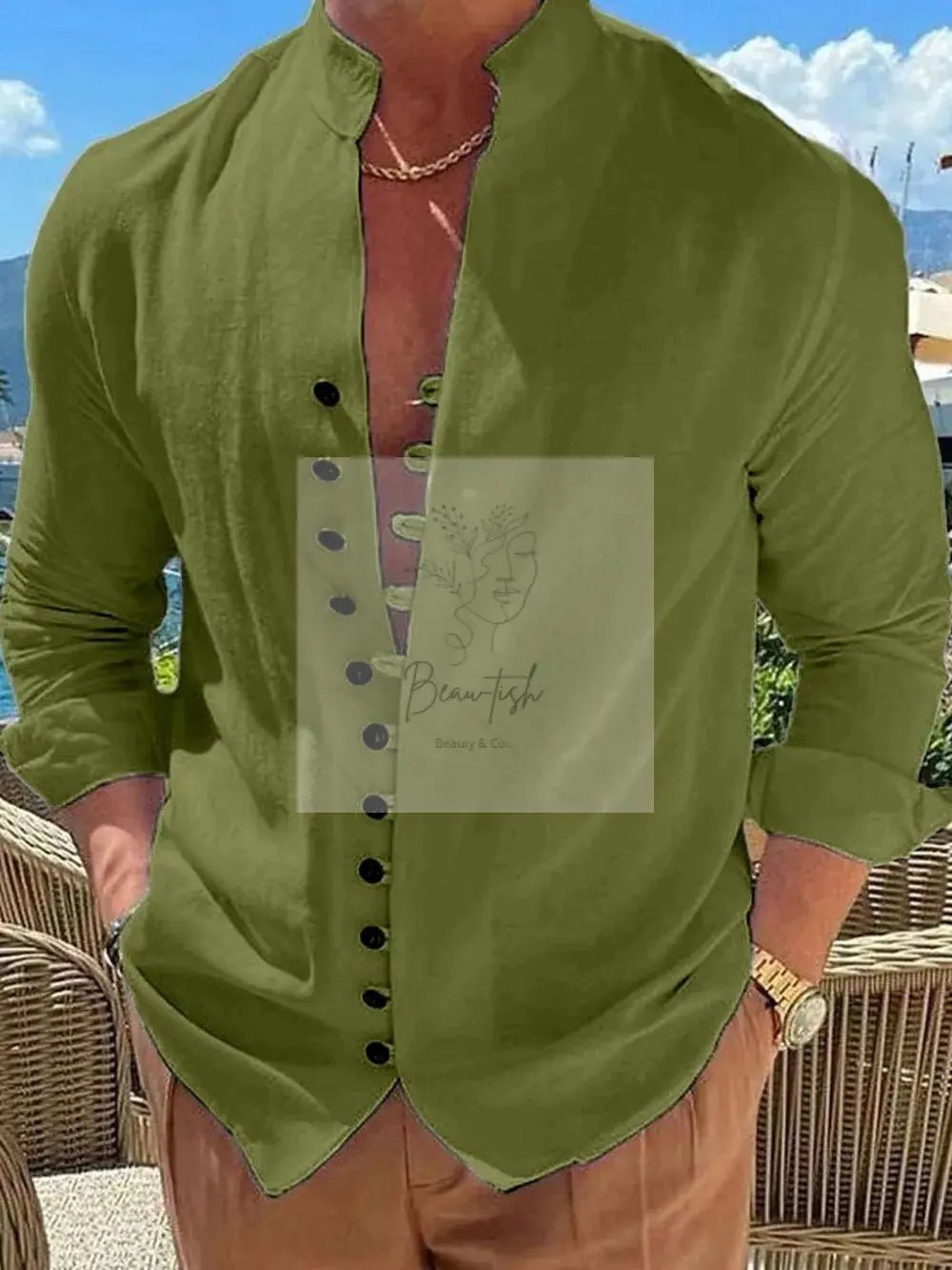 Men's Full Size Button Front Long Sleeve Shirt Plus Size