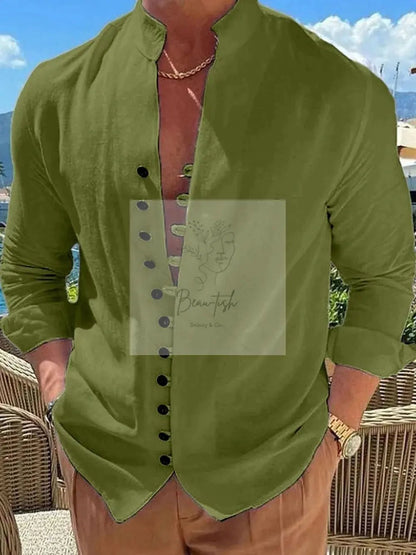Men's Full Size Button Front Long Sleeve Shirt Plus Size
