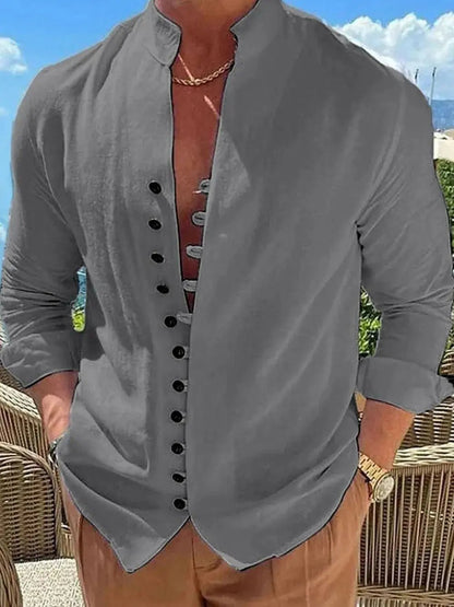 Men's Full Size Button Front Long Sleeve Shirt Plus Size