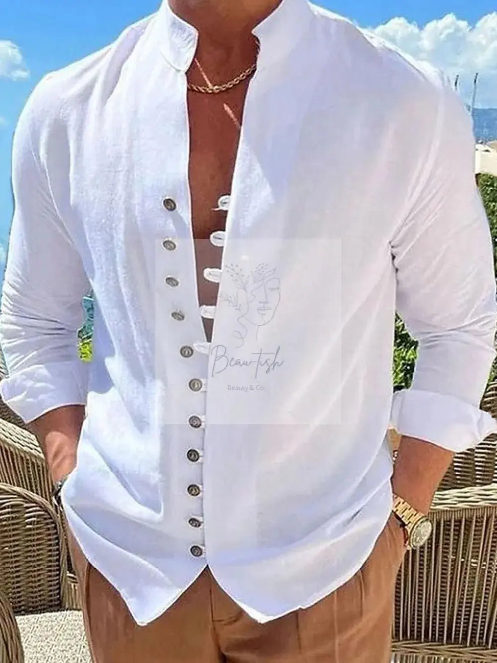 Men's Full Size Button Front Long Sleeve Shirt Plus Size