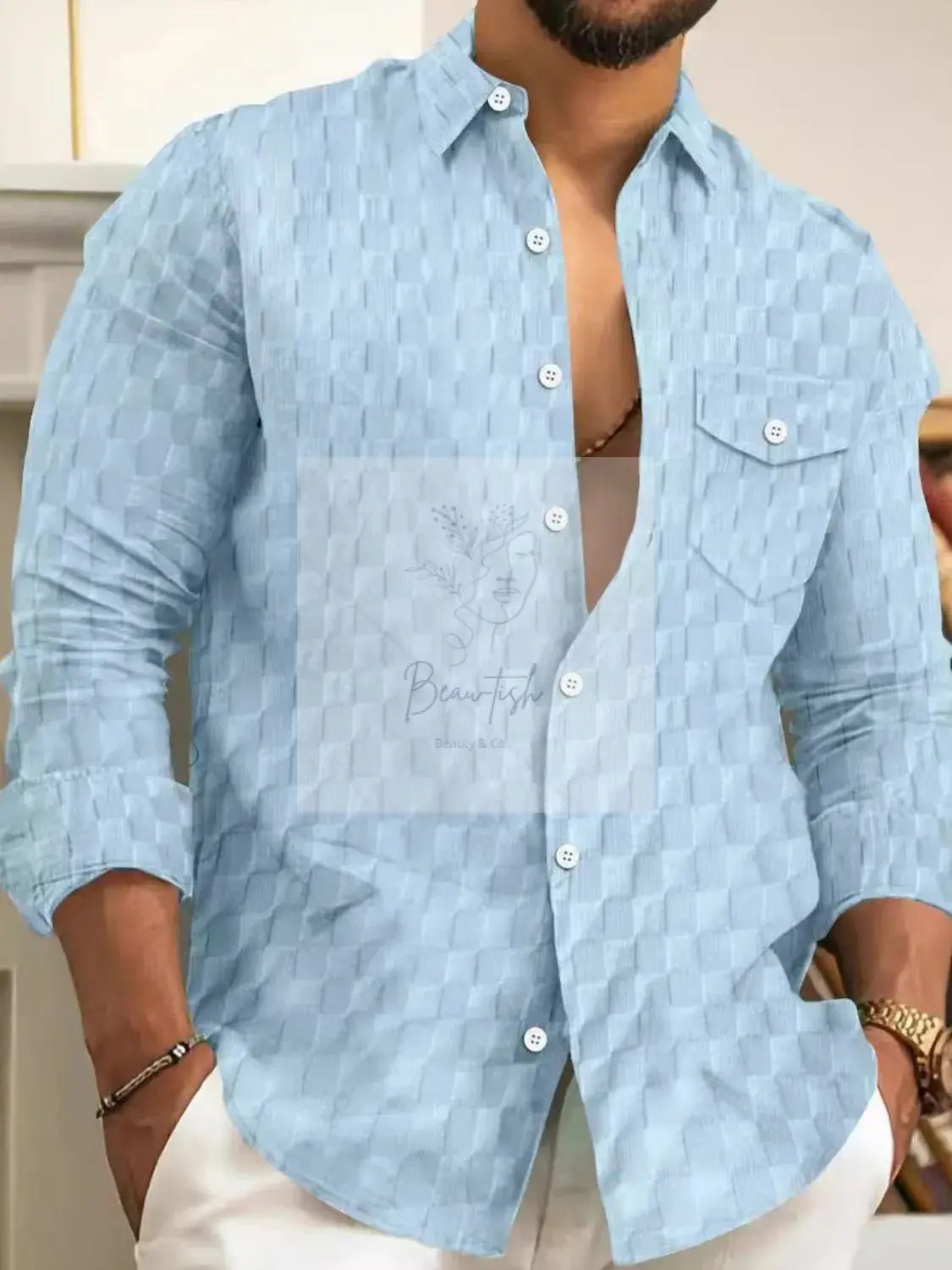 Men's Full Size Button Up Long Sleeve Shirt Plus Size