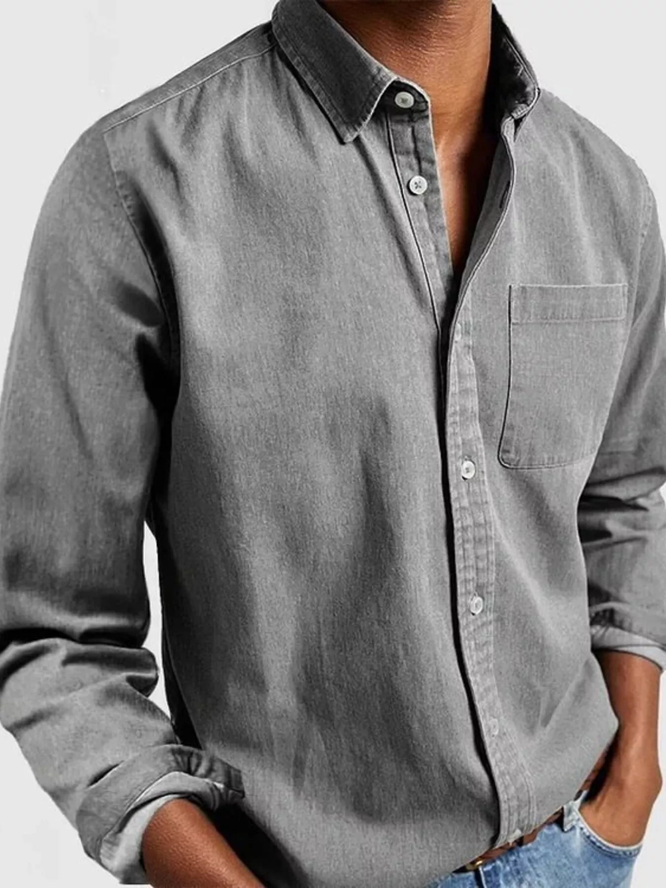 Men's Full Size Button Up Long Sleeve Shirt Plus Size
