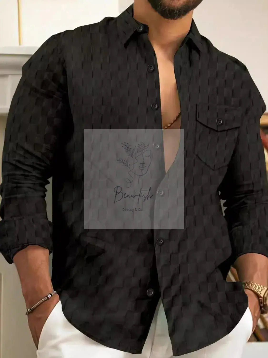 Men's Full Size Button Up Long Sleeve Shirt Plus Size