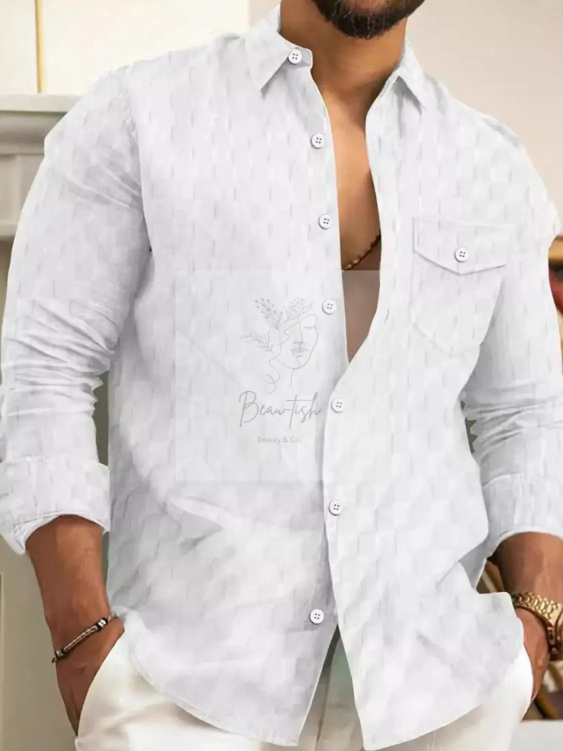Men's Full Size Button Up Long Sleeve Shirt Plus Size