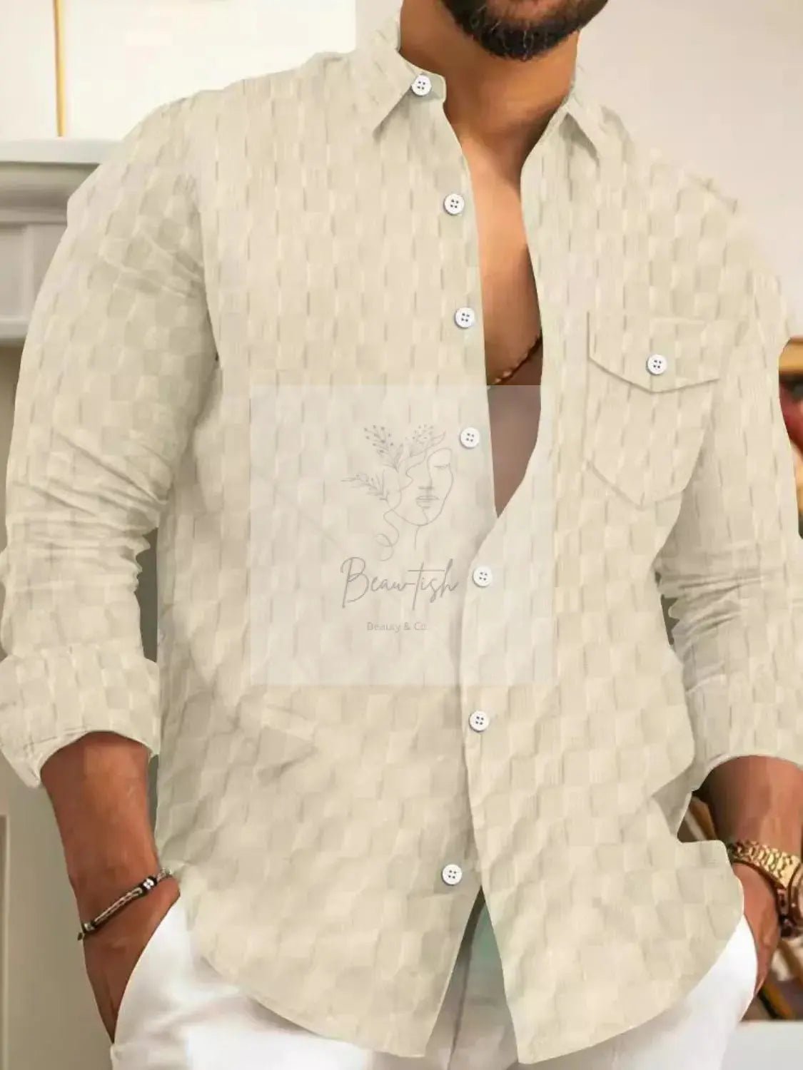 Men's Full Size Button Up Long Sleeve Shirt Plus Size