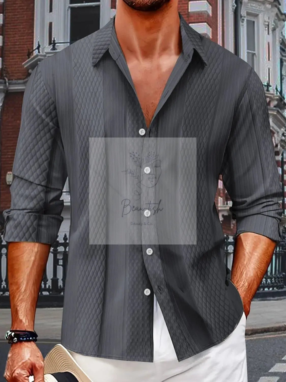 Men's Full Size Button Up Long Sleeve Shirt Plus Size
