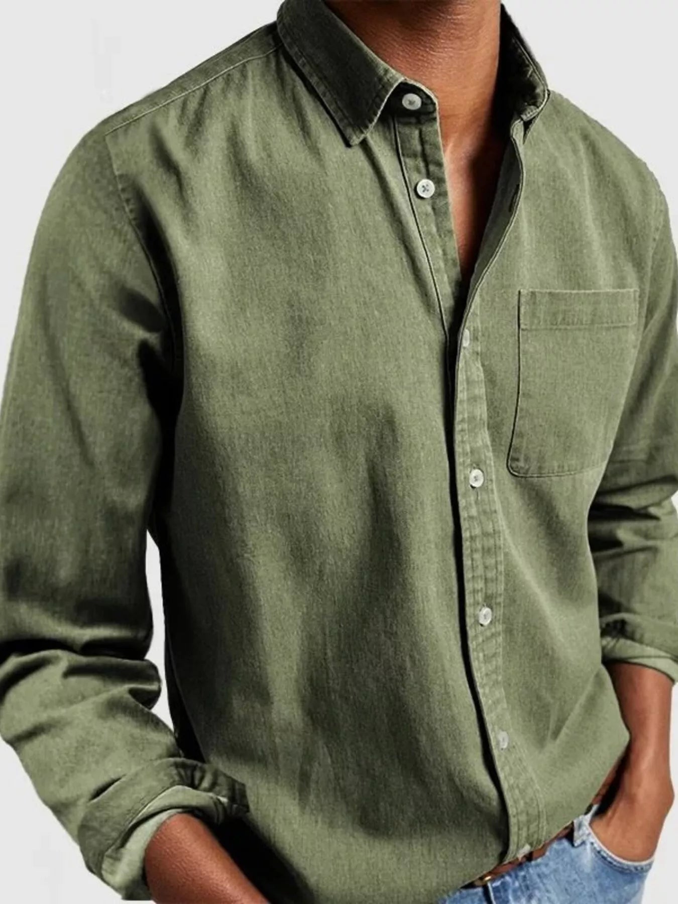 Men's Full Size Button Up Long Sleeve Shirt Plus Size