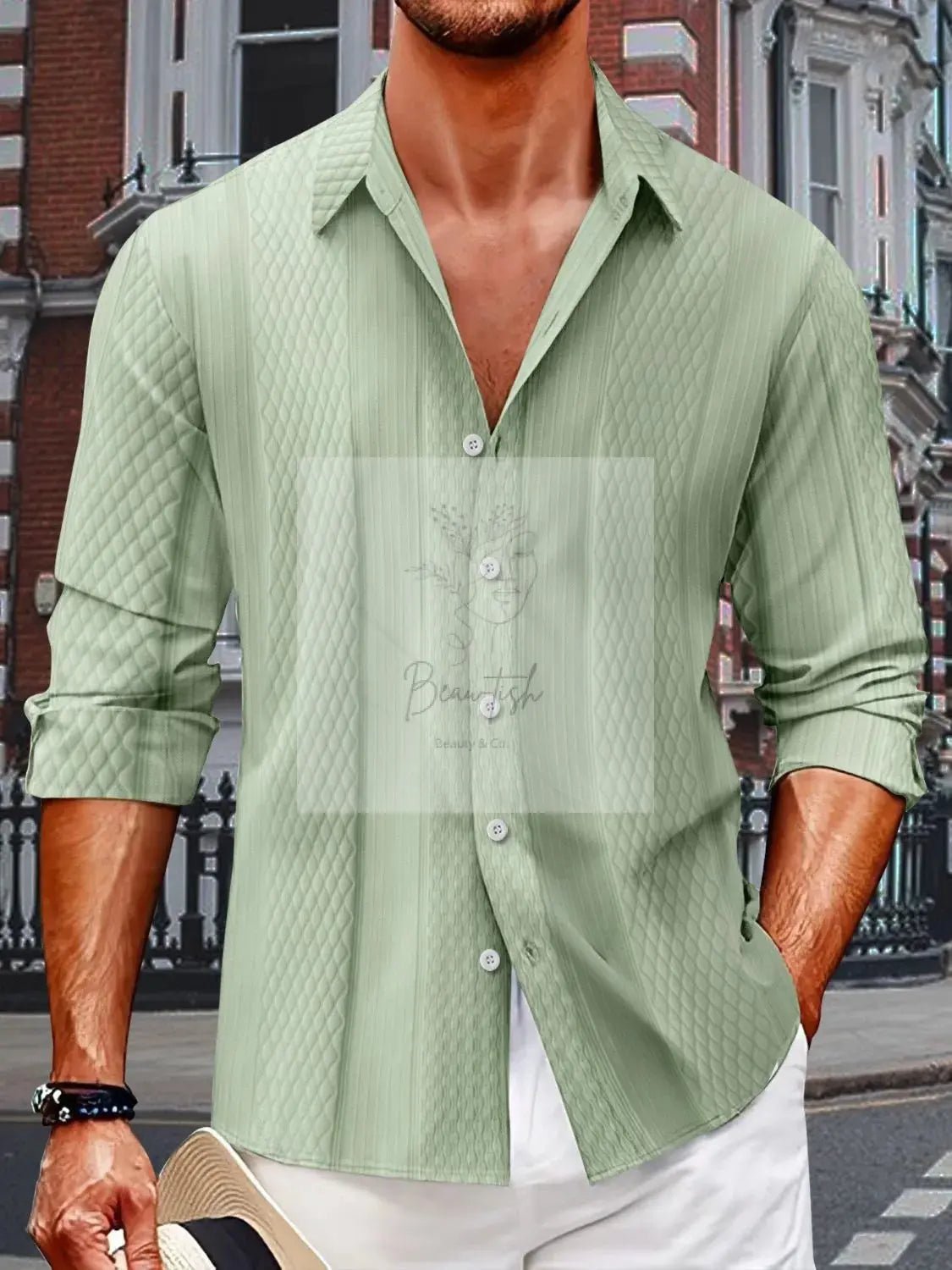 Men's Full Size Button Up Long Sleeve Shirt Plus Size