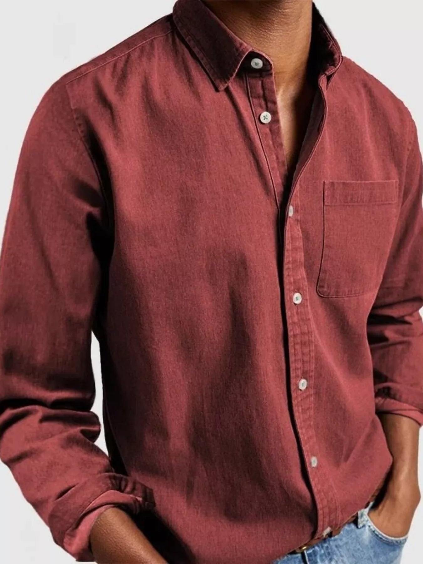 Men's Full Size Button Up Long Sleeve Shirt Plus Size