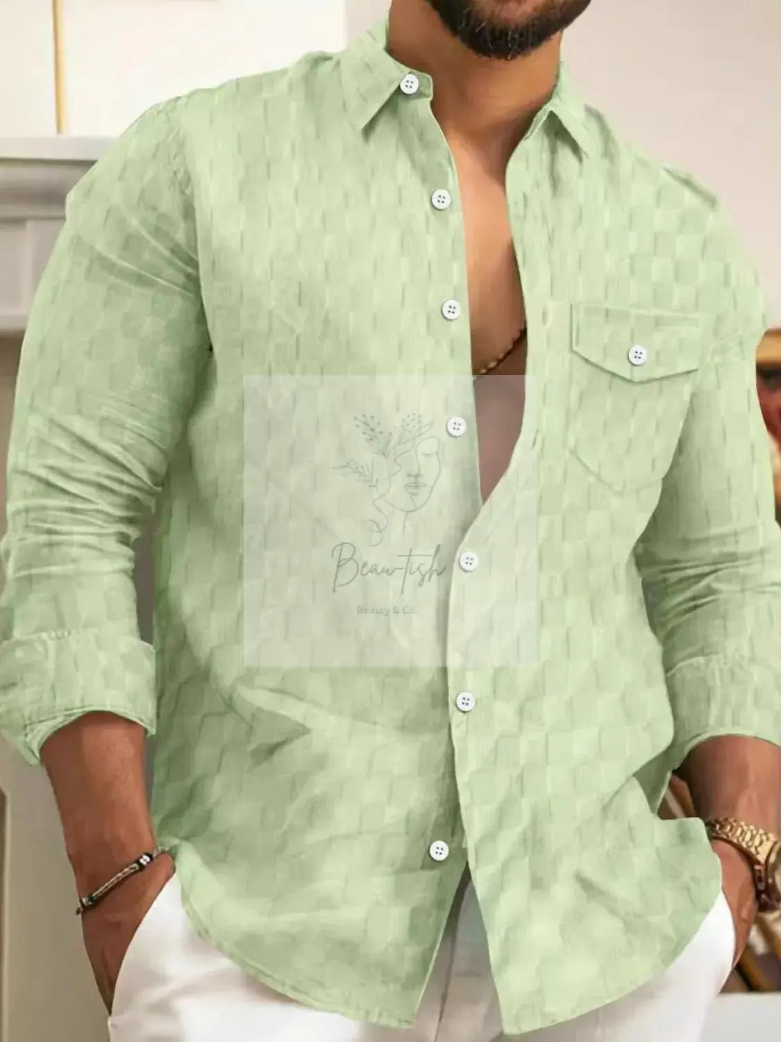 Men's Full Size Button Up Long Sleeve Shirt Plus Size
