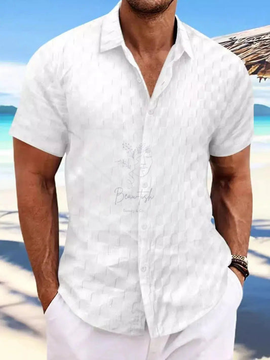 Men's Full Size Button Up Short Sleeve Shirt Plus Size
