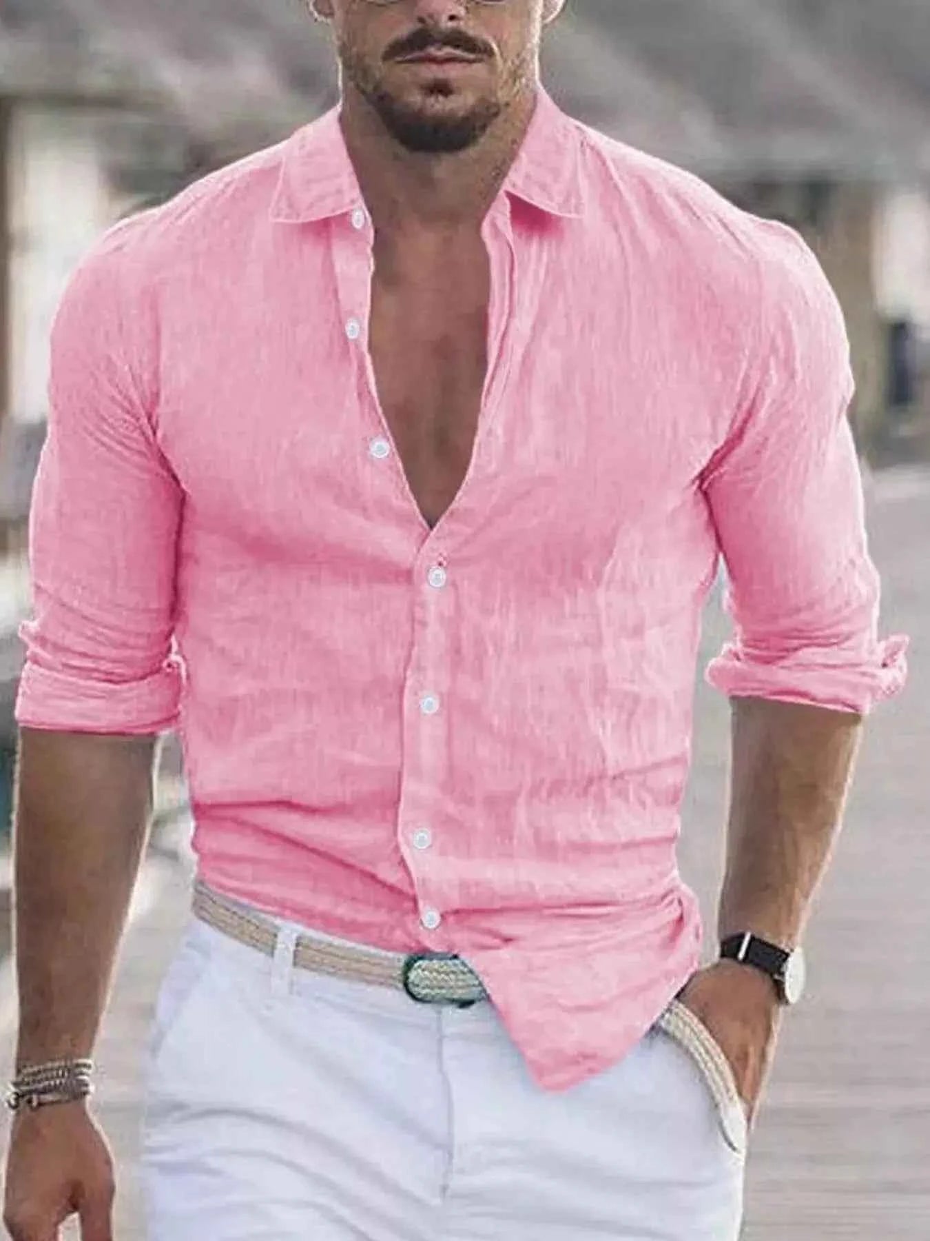 Men's Full Size Casual Button-Down Shirt Plus Size