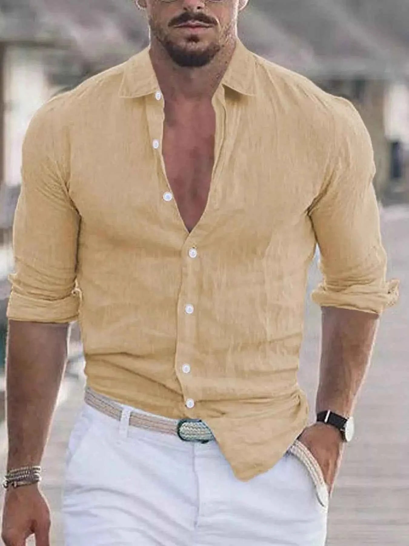 Men's Full Size Casual Button-Down Shirt Plus Size