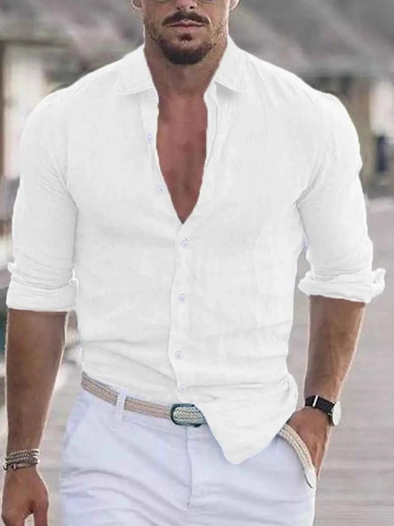 Men's Full Size Casual Button-Down Shirt Plus Size