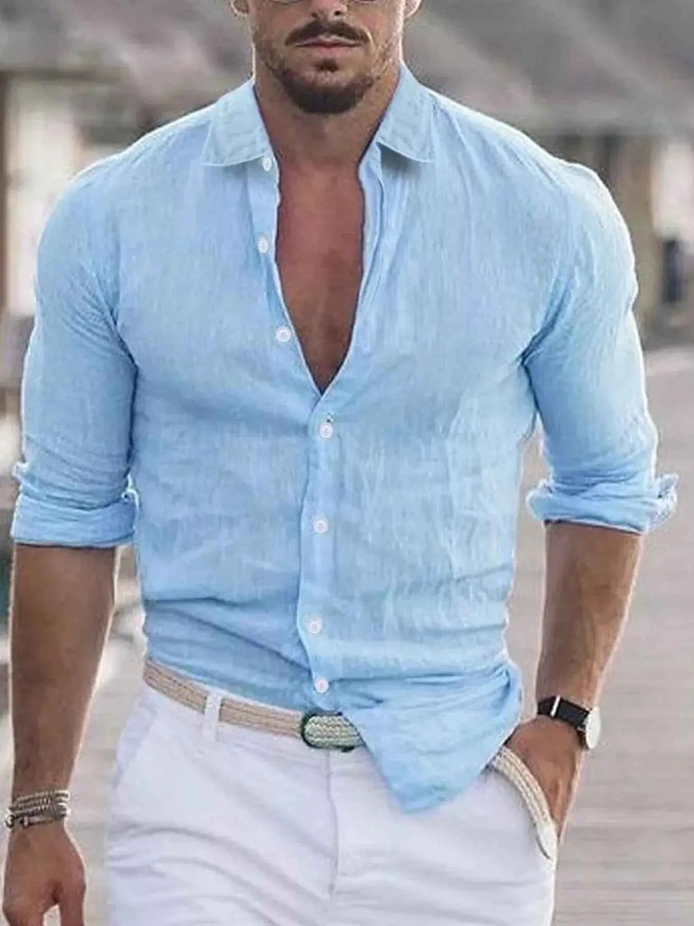 Men's Full Size Casual Button-Down Shirt Plus Size